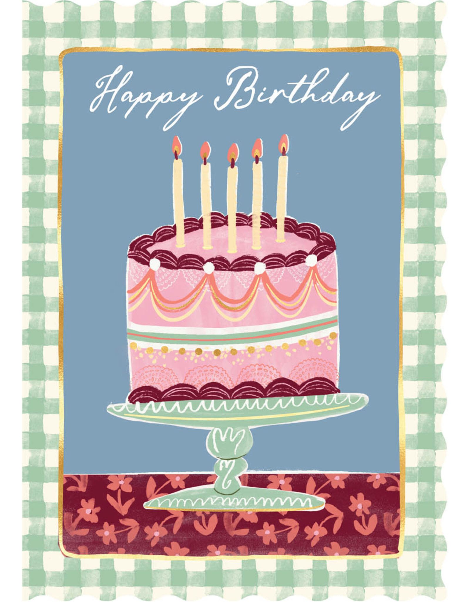 Birthday - Green Gingham Birthday Cake