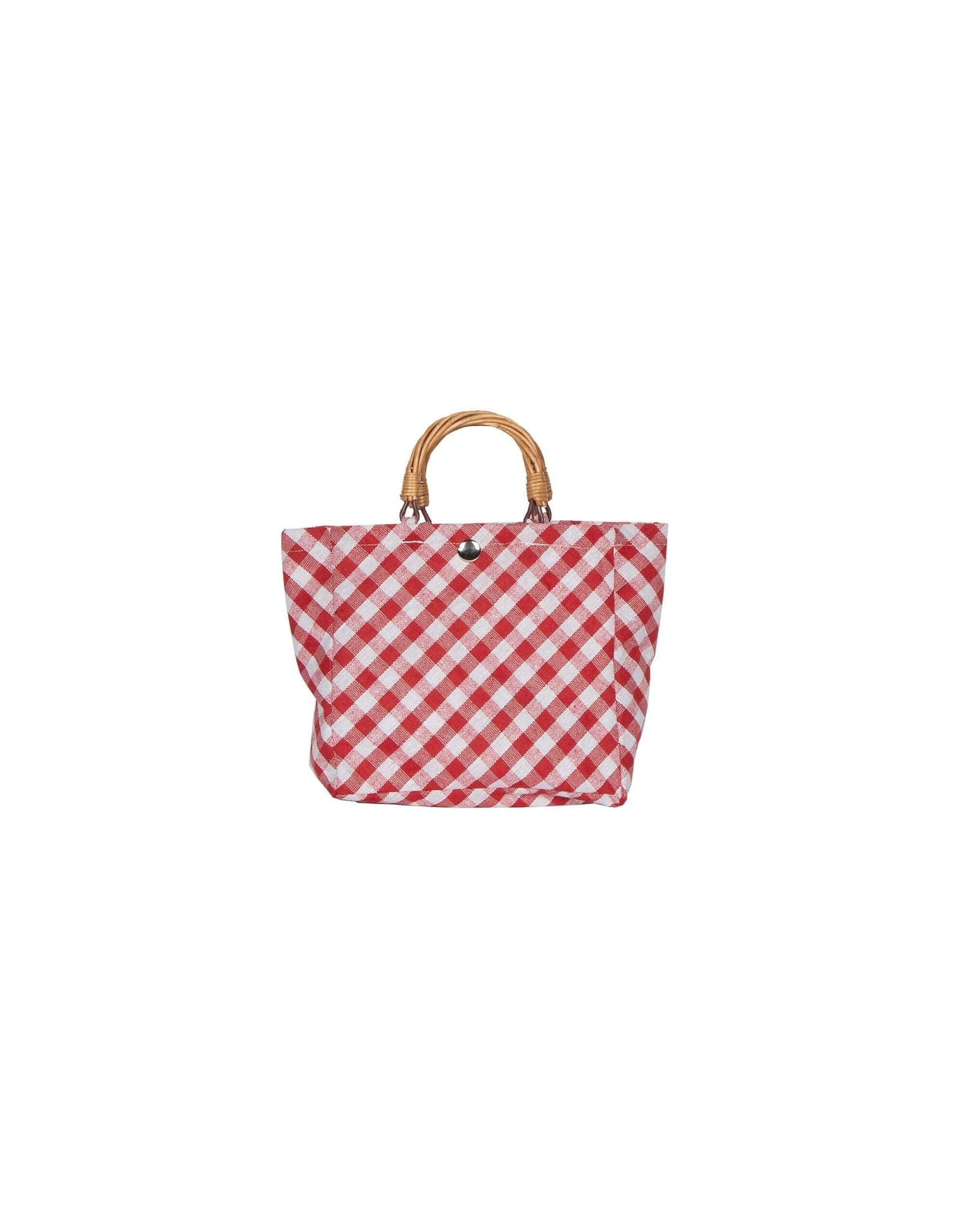 Red Fabric Bag w Willow Handles