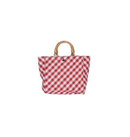 Red Fabric Bag w Willow Handles