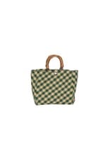 Green Fabric Bag w Willow Handles