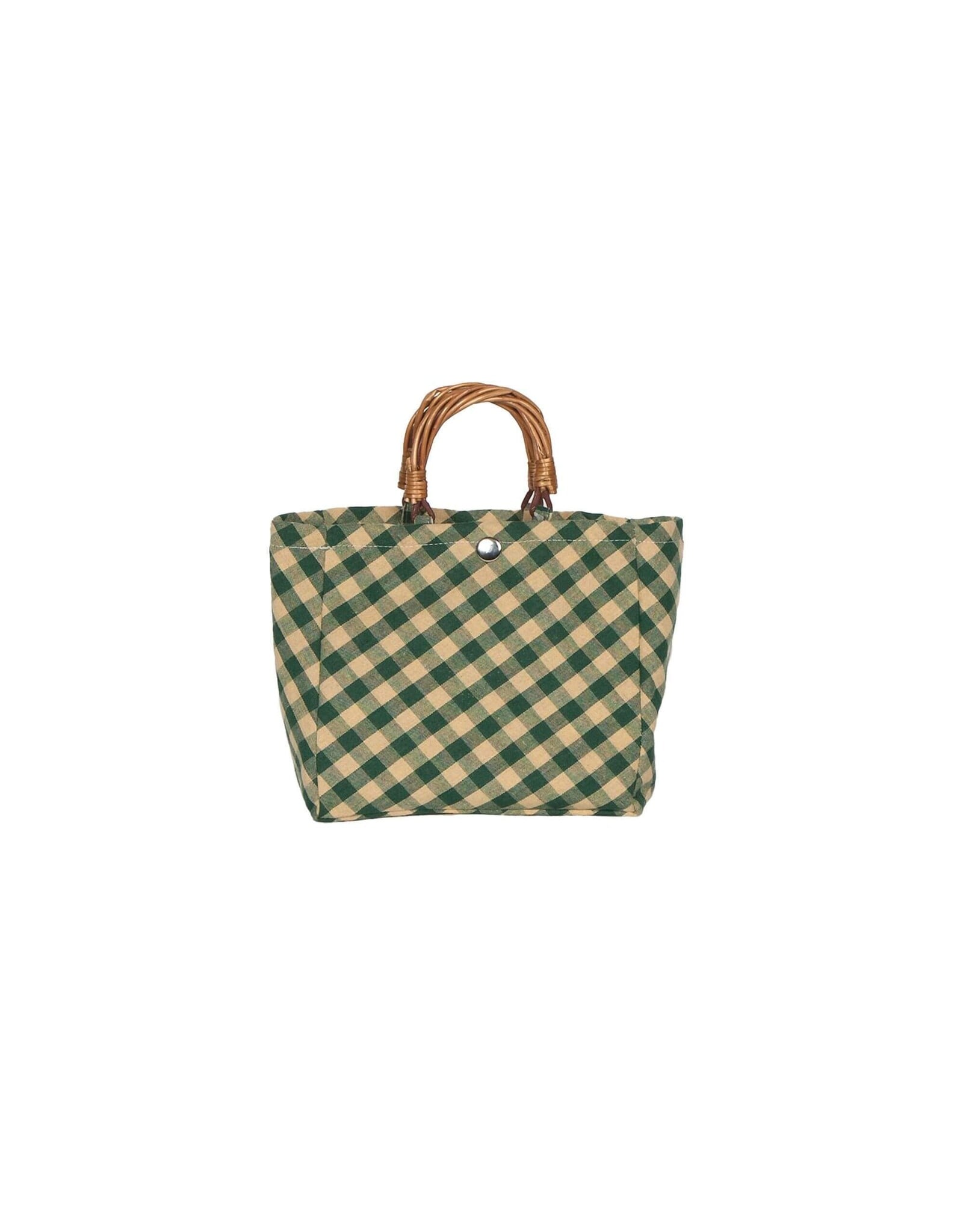 Green Fabric Bag w Willow Handles