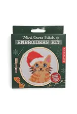 Mini Cross-Stitch Embroidery Kit - Santa Cat