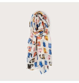 Lightweight Scarf w Cat Print