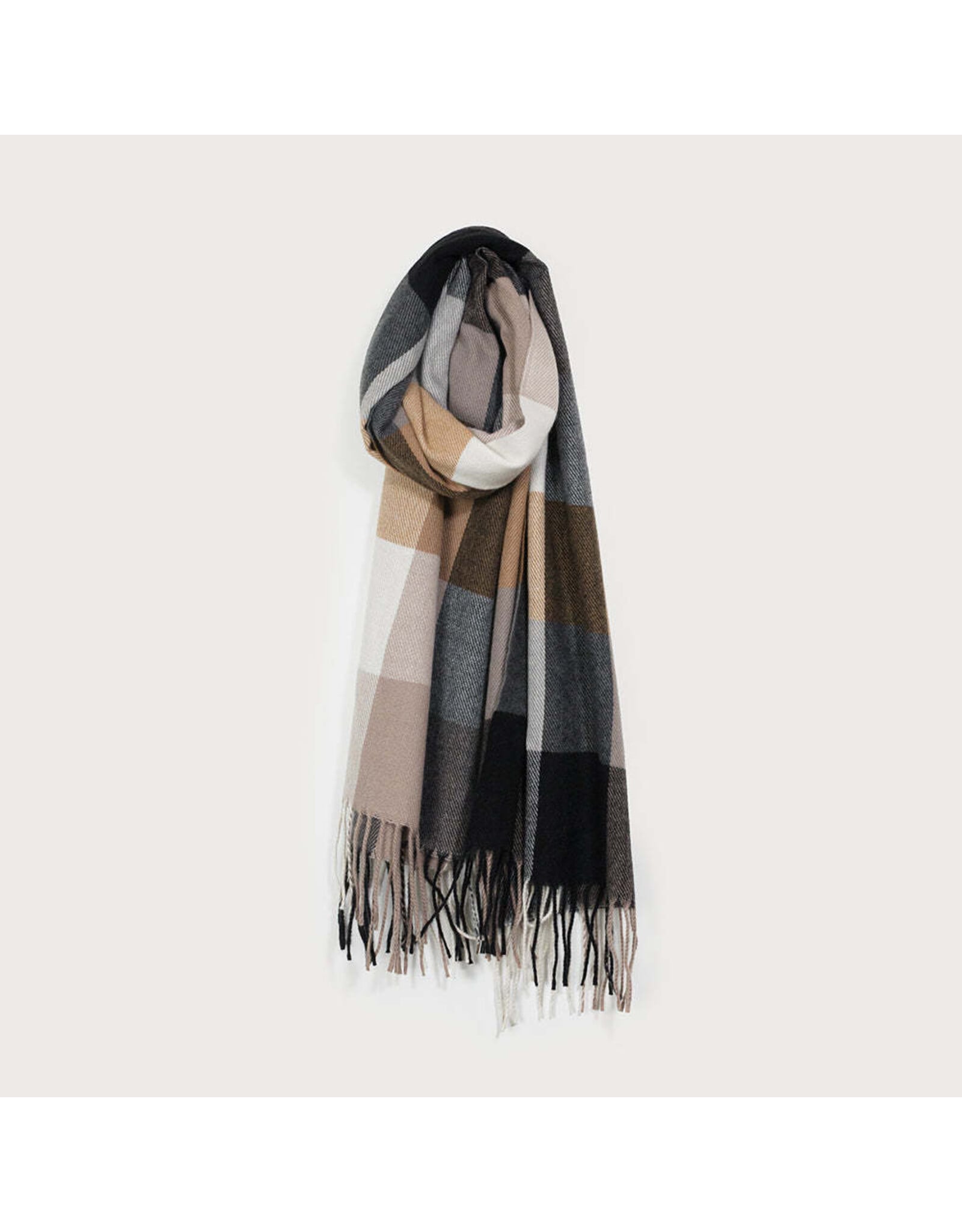 Large Warm Soft Plaid Scarf - Charcoal