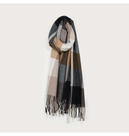 Large Warm Soft Plaid Scarf - Charcoal