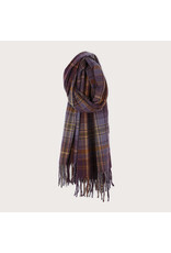 Soft Warm Checkered Scarf w Fringes - Purple