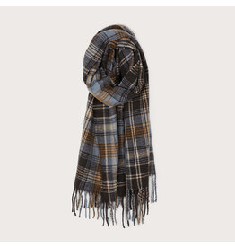 Soft Warm Checkered Scarf w Fringes - Sky