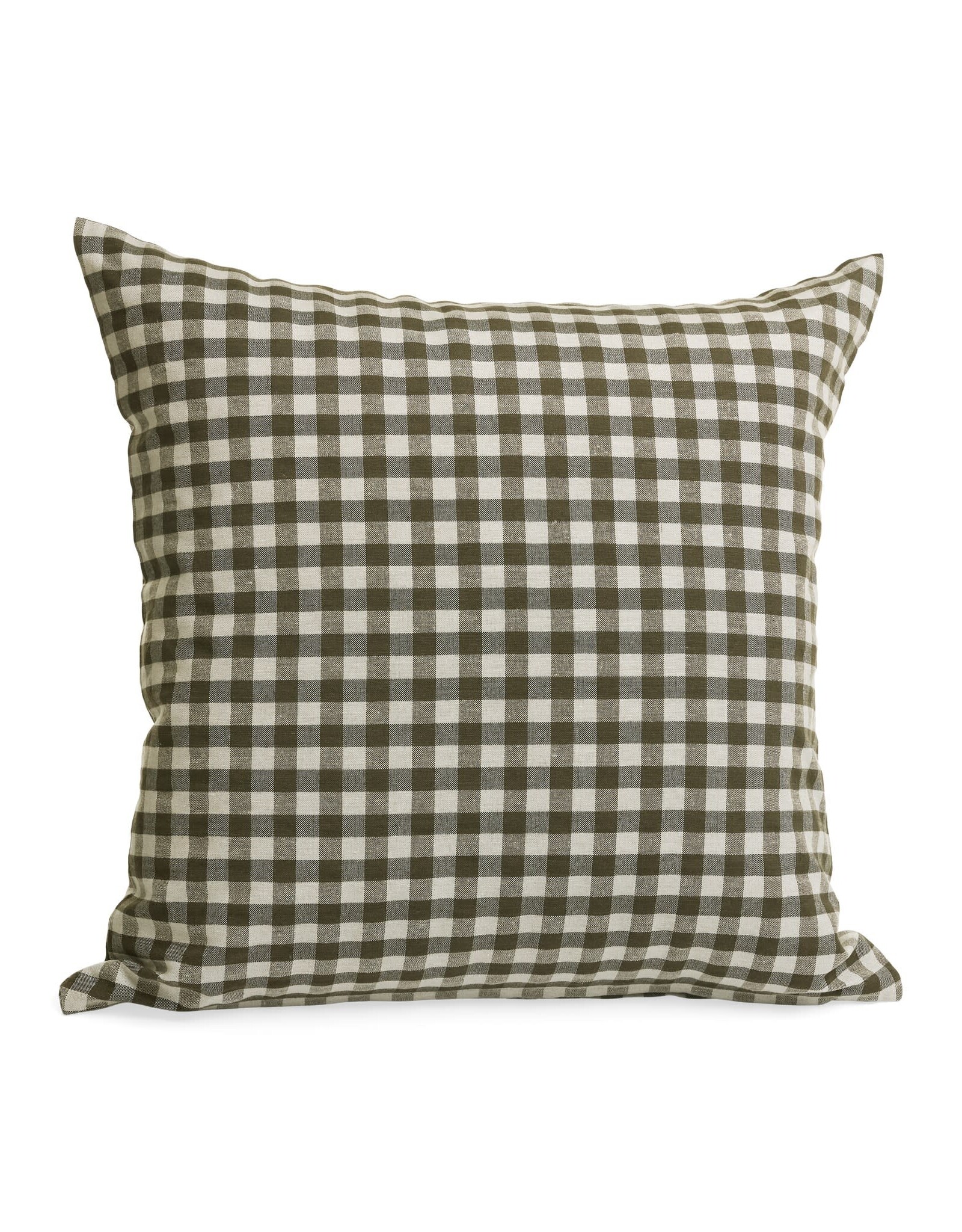 Cotton Gingham Pillow - 20" x 20" - Olive Green