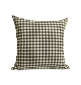 Cotton Gingham Pillow - 20" x 20" - Olive Green