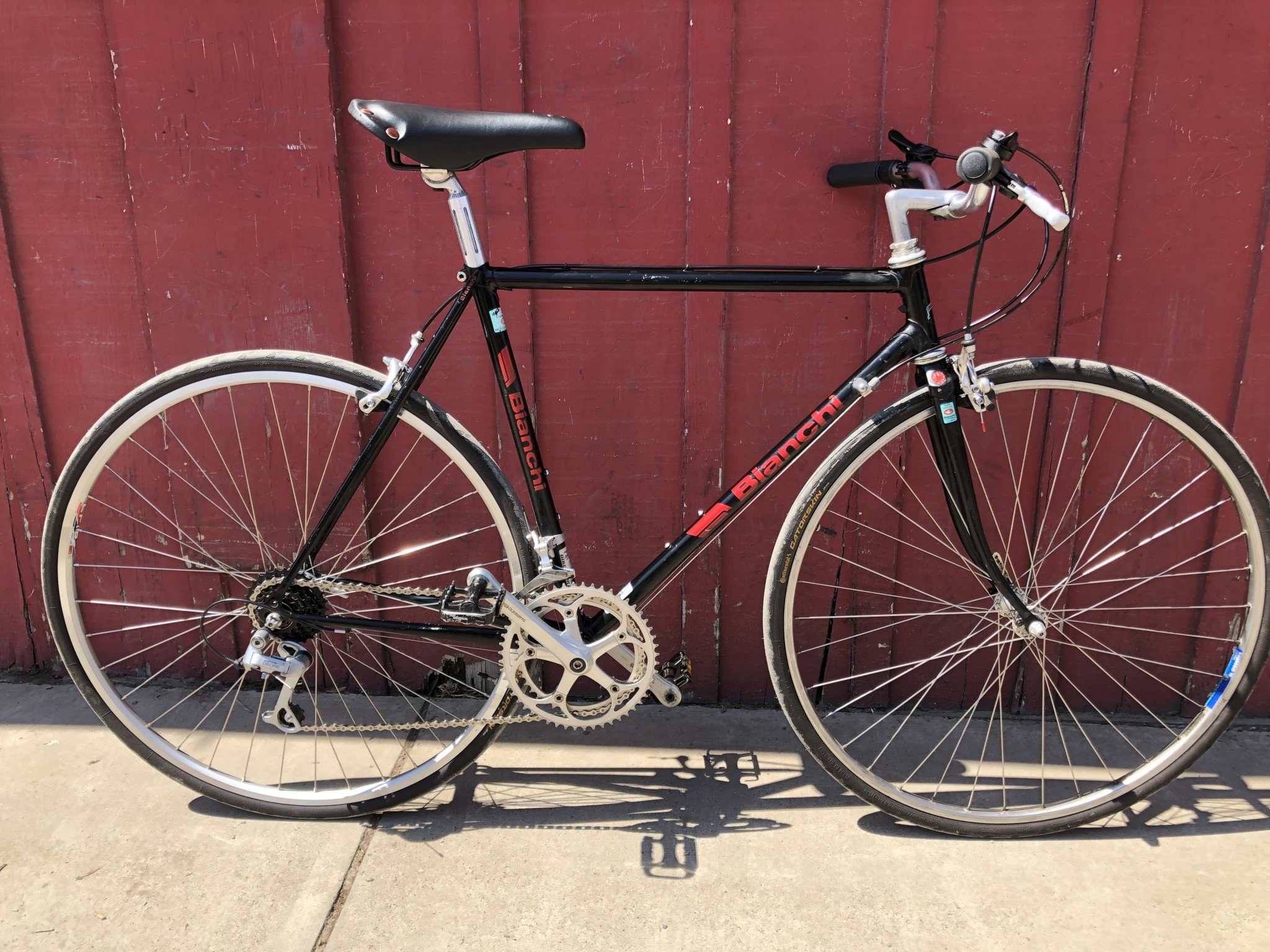 red bianchi road bike