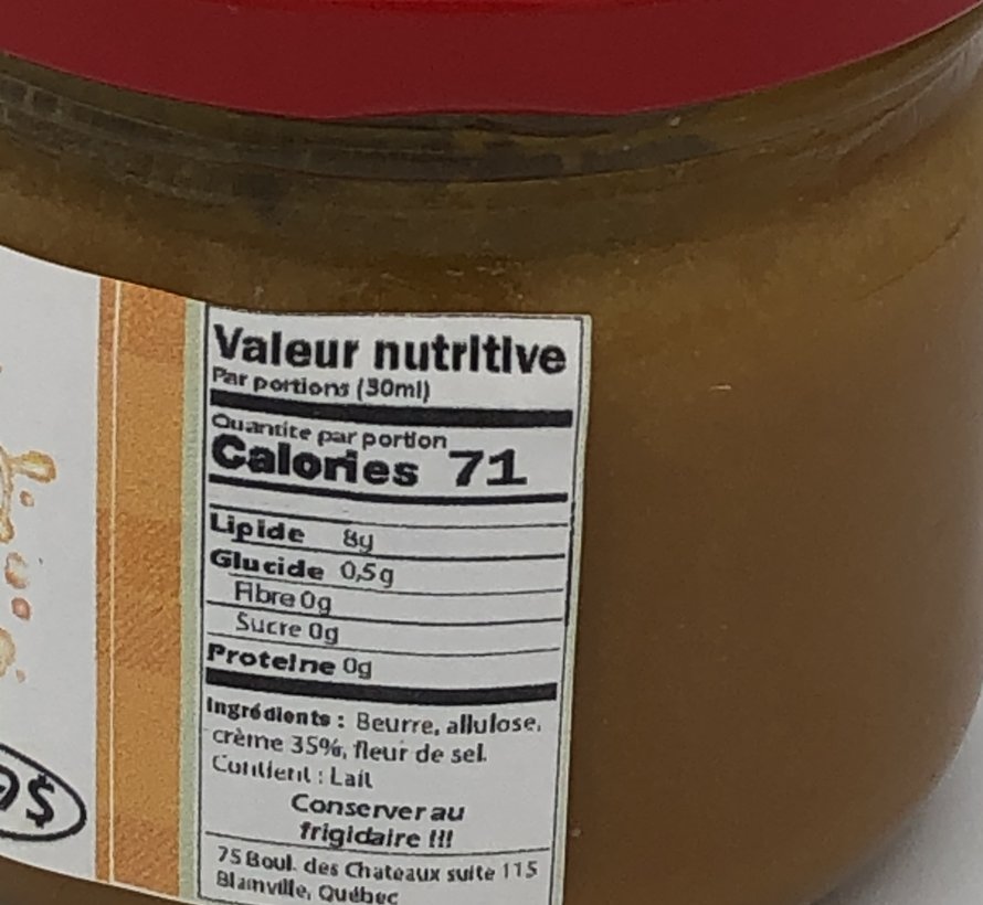 Caramel salé Keto / Cétogène (glu: 0.5 / 30 mL)