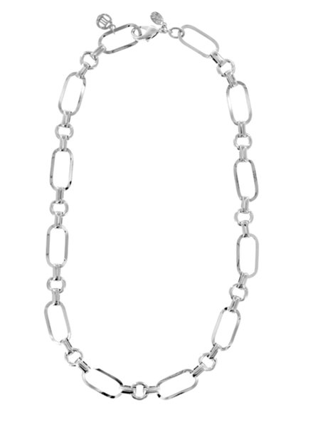 MYKA DESIGNS MOLLY Bright Rhodium Flat Rectangle 20" Chain