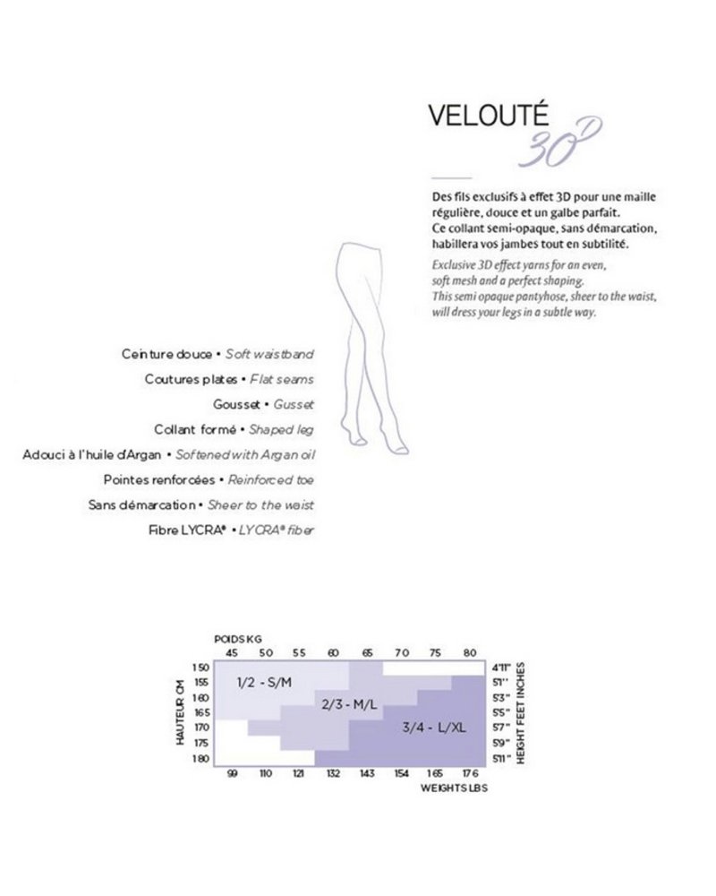 BLEUFORET Velvet Soft Semi Opaque 30D Pantyhose