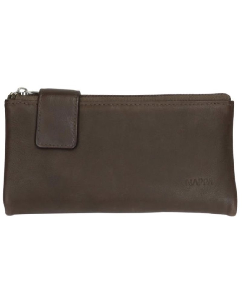 NAPPA CHARLOTTE Double Zip Side Snap Leather Wallet