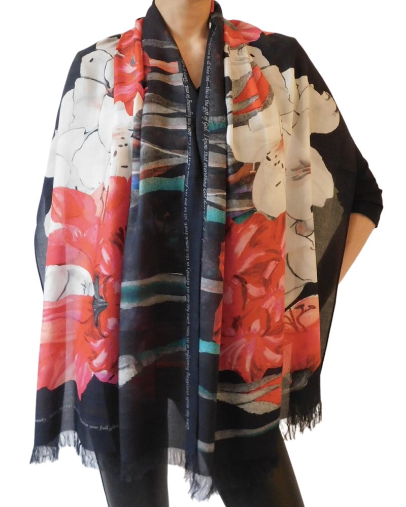 LOVE'S PURE LIGHT Amaryllis Blooms Cashmere Scarf