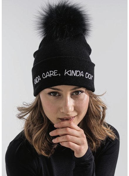 Kinda Care, Kinda Don't  Knit Hat W/Pom