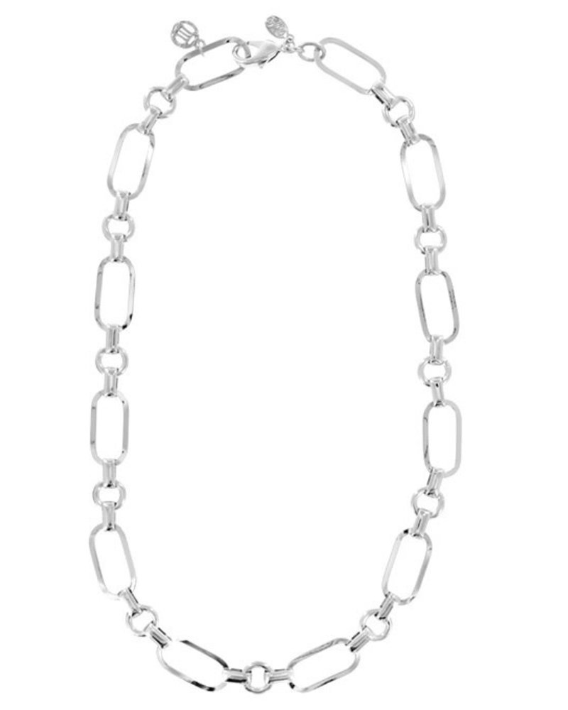 MYKA DESIGNS MOLLY Bright Rhodium Flat Rectangle 20" Chain