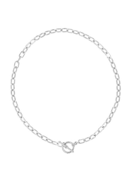 MYKA DESIGNS BILLY Bright Rhodium 18" Toggle Square Chain Choker