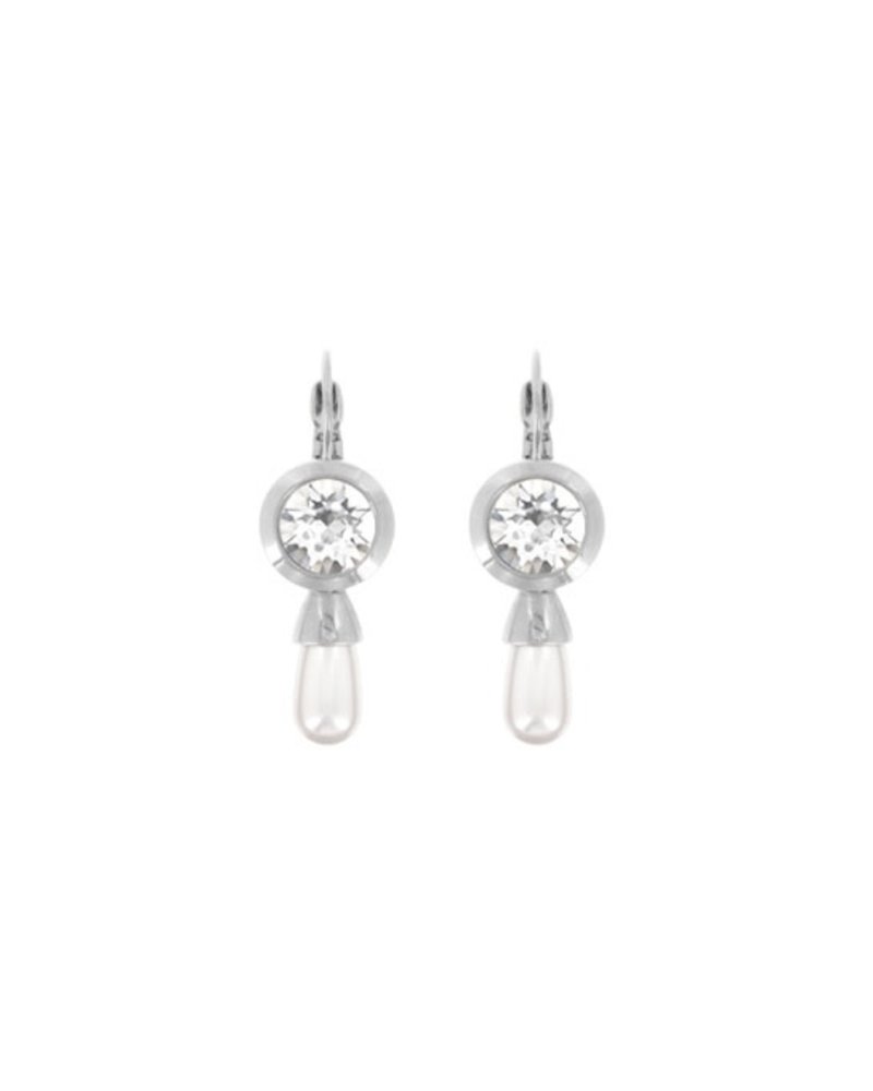 MYKA DESIGNS ELLA Rhodium Crystal/Pearl  Drop Earring
