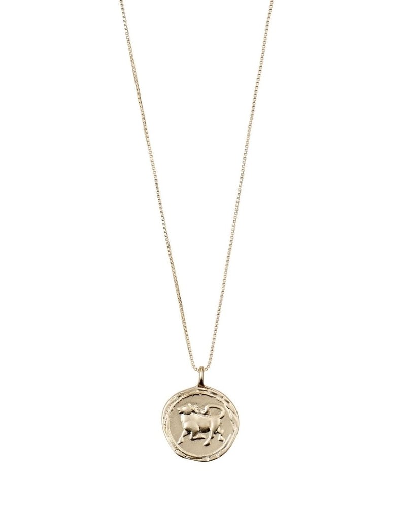 PILGRIM Taurus Gold Zodiac Coin Necklace