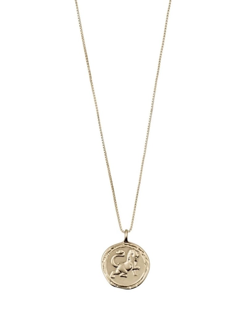 PILGRIM Leo Gold Zodiac Coin Necklace