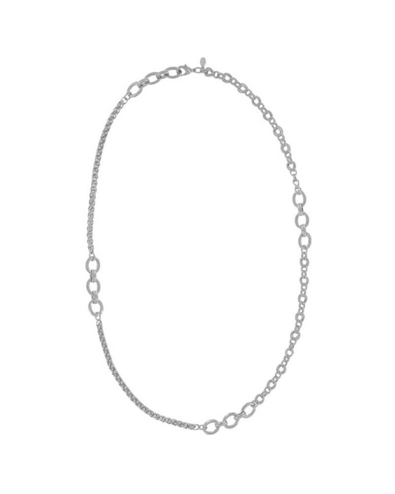MYKA DESIGNS AUDREY Rhodium Rope 34" Chain w/Oval Link Combo