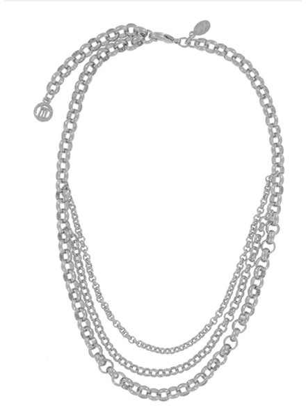 MYKA DESIGNS MILA Bright Rhodium 3 Strand Chain