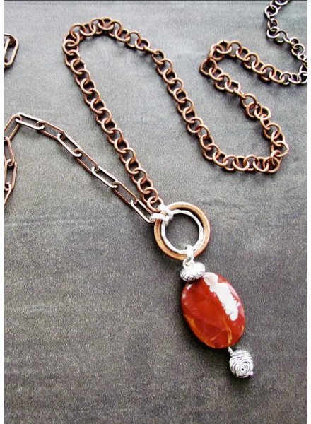 FRAN GREEN COGNAC Copper Necklace w/Mookaite Pendant