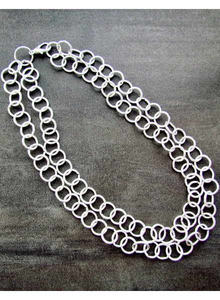 FRAN GREEN KATE Silver Round Link 2 In 1 Convertible Necklace