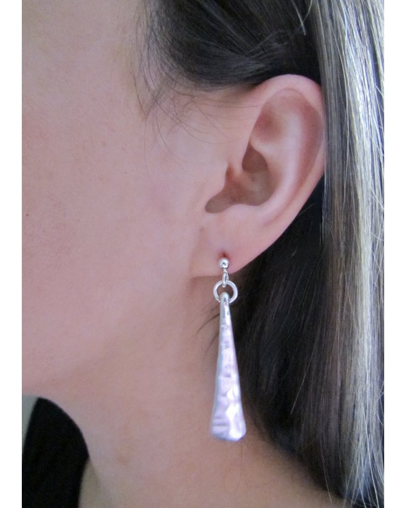 FRAN GREEN LESLIE ANNE Silver Elongated Triangle Earrings