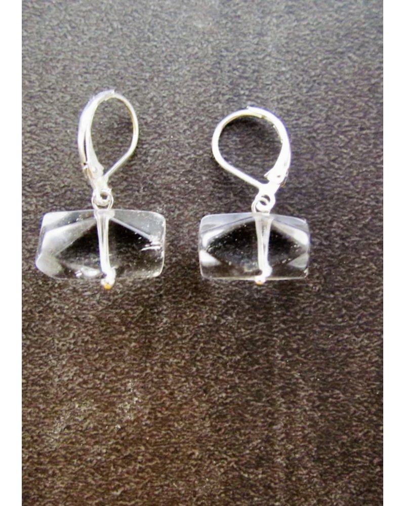 FRAN GREEN MORE Silver Lever Back Earrings w/Quartz