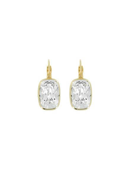 MYKA DESIGNS RIA Gold/Crystal Rectangle Cushion Euroback Earring
