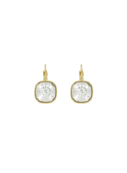 MYKA DESIGNS TORI Gold/Crystal Cushion Euroback Earring