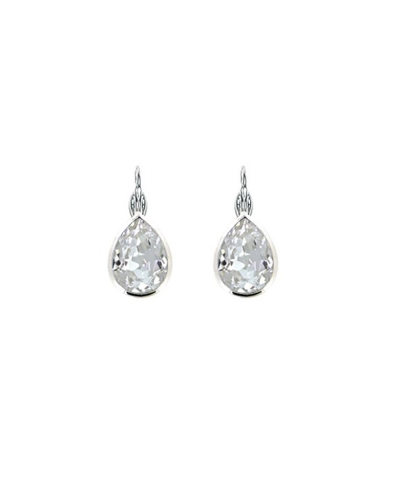 MYKA DESIGNS NINA Rhodium/Crystal Teardrop Euroback Earring