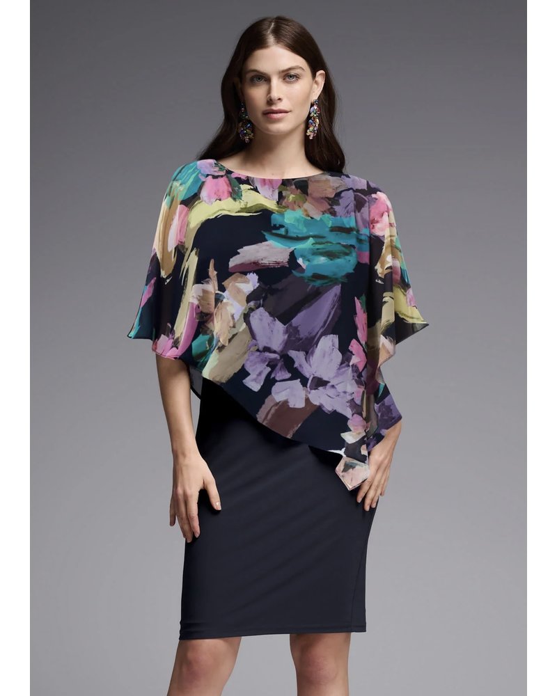 JOSEPH RIBKOFF Printed Cape Style Dress