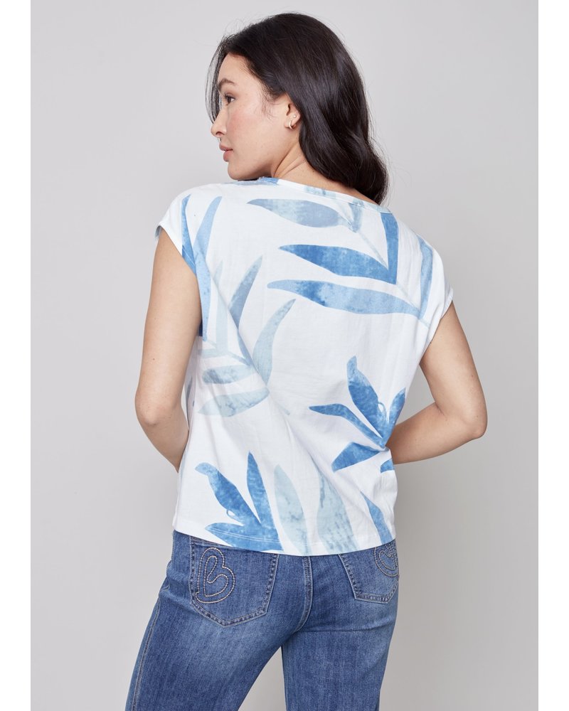 CHARLIE B Printed Front Knot Top