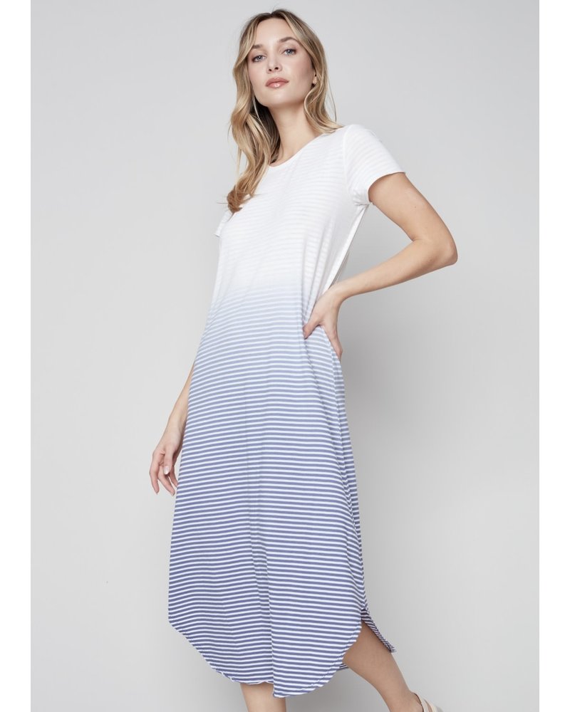 CHARLIE B Ombre Striped Cotton Dress