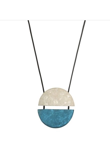 MERX Resin Adjustable Split Circle Pendant White/Ocean