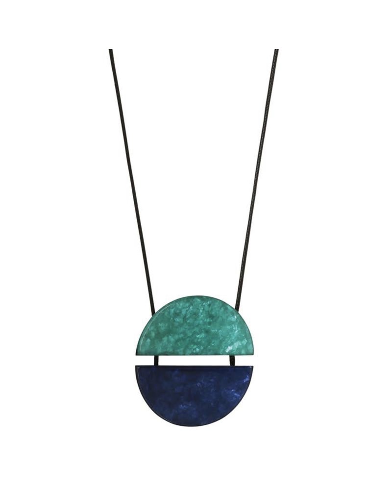 MERX Resin Adjustable Split Circle Pendant Turquoise/Star Sapphire