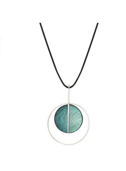 MERX Resin Adjustable Two Tone Circle/Ring  Pendant Ocean Green Combo