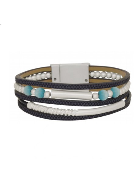 MERX Magnetic Stack Bracelet Silver/Navy