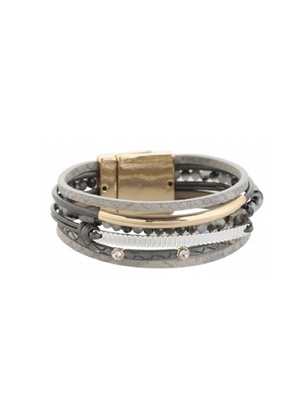 MERX Magnetic Stack Bracelet Gold/Grey & Crystal