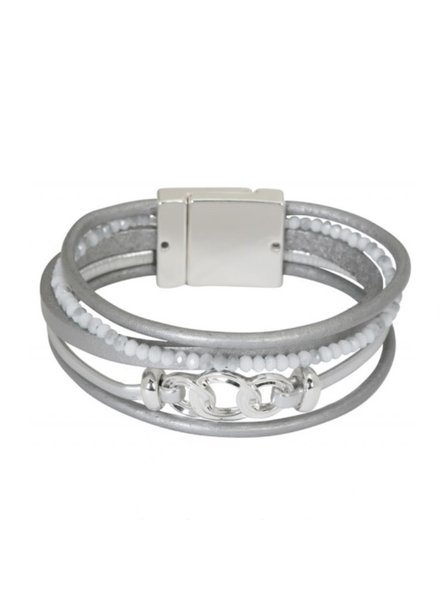 MERX Magnetic Stack Bracelet Silver/Grey & Crystal