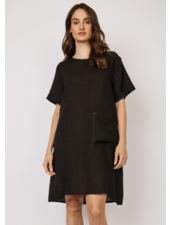 PISTACHE Short Sleeve  Linen Dress w/Patch Pocket