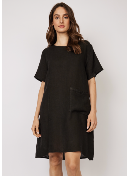 PISTACHE Short Sleeve  Linen Dress w/Patch Pocket