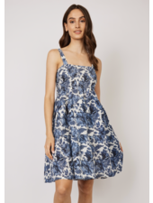 PISTACHE Sleeveless Print Linen Nap Dress