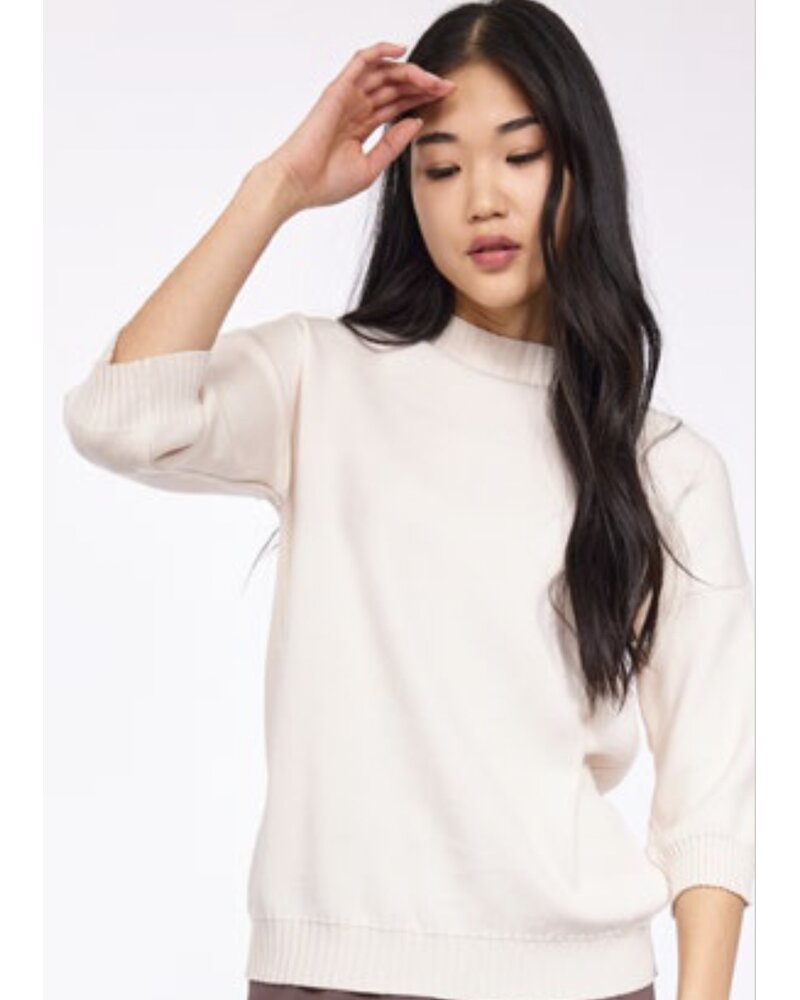 PISTACHE Elbow Sleeve Rib Trimmed Knit Sweater