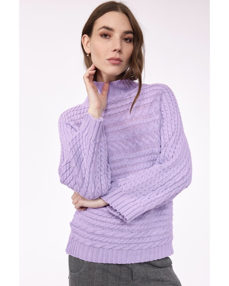 PISTACHE Funnel Neck Cable Knit Sweater