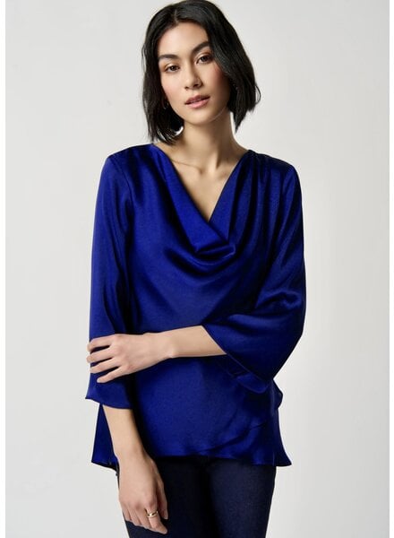 JOSEPH RIBKOFF Draped Satin Blouse