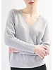 CASHMERE CLOUDS V-Neck Cashmere Sweater w/Rib Cuff Detailing